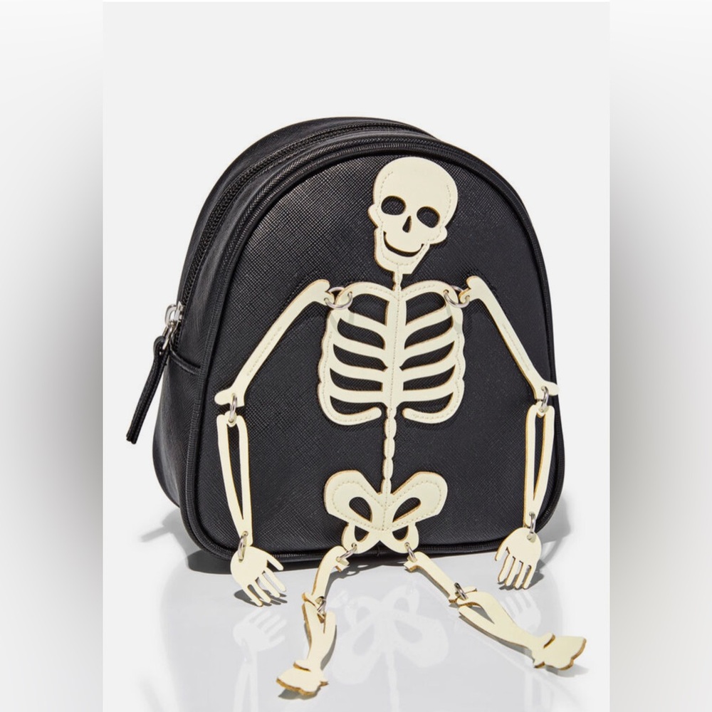 NWT: Bath & Body Works 6" Glow in the Dark Skeleton Mini Backpack Cosmetic Bag 💀